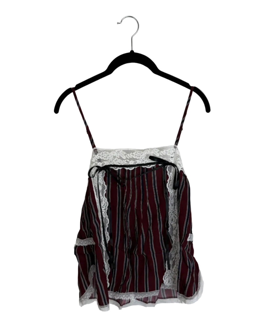 Maroon Striped Top with Lace Accents - Size 0/2