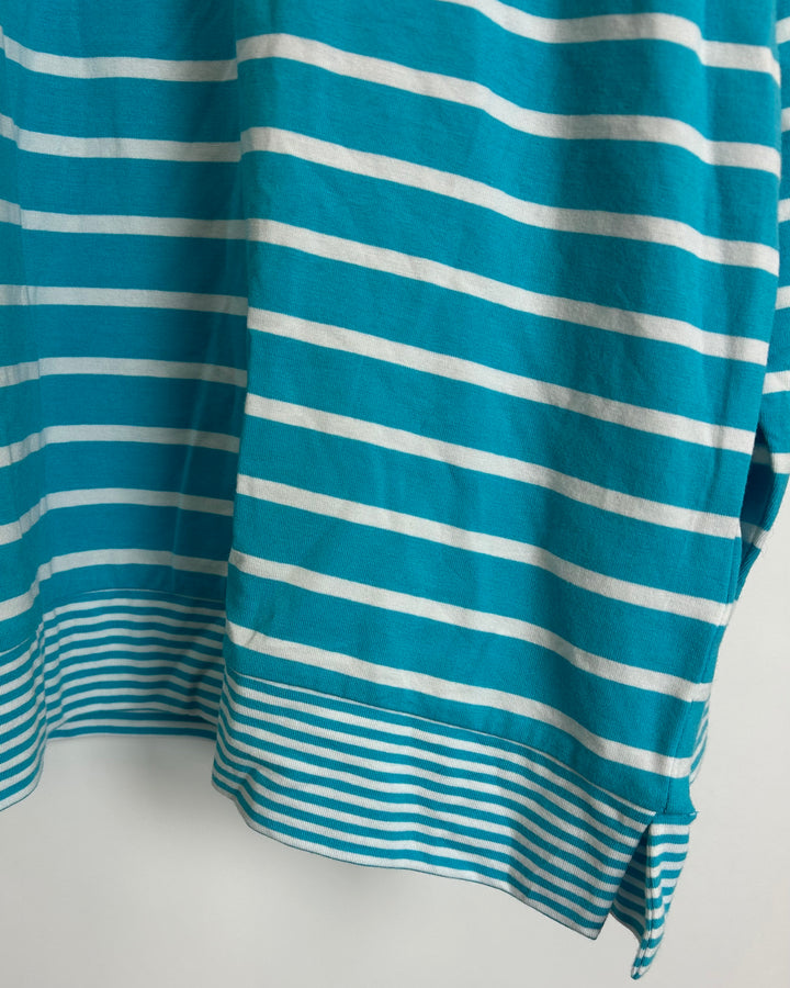 Beach Blue Striped Long Sleeve Top - Size 14/16
