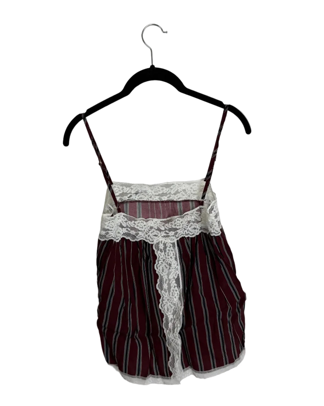 Maroon Striped Top with Lace Accents - Size 0/2
