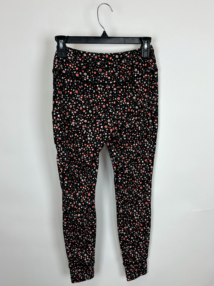 Black Floral Joggers - Size 0/2
