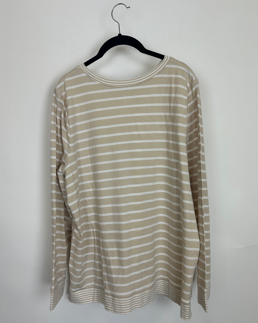 Sand Beige Striped Long Sleeve Top - Size 14/16