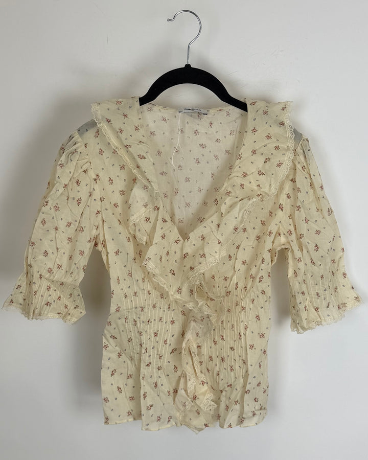 Butter Yellow Ruffle Floral Blouse - Size 0/2 and Size 2/4