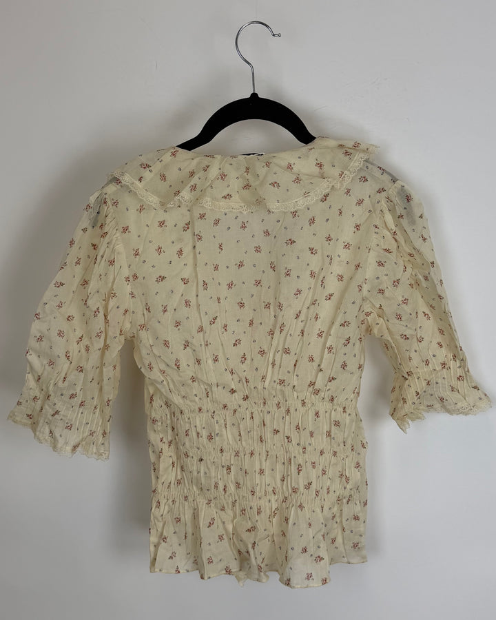Butter Yellow Ruffle Floral Blouse - Size 0/2 and Size 2/4