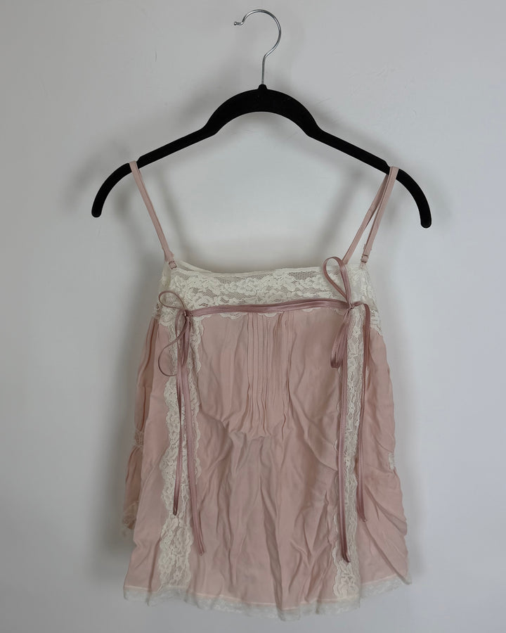 Pink and White Lace Cami Top - Size 2/4