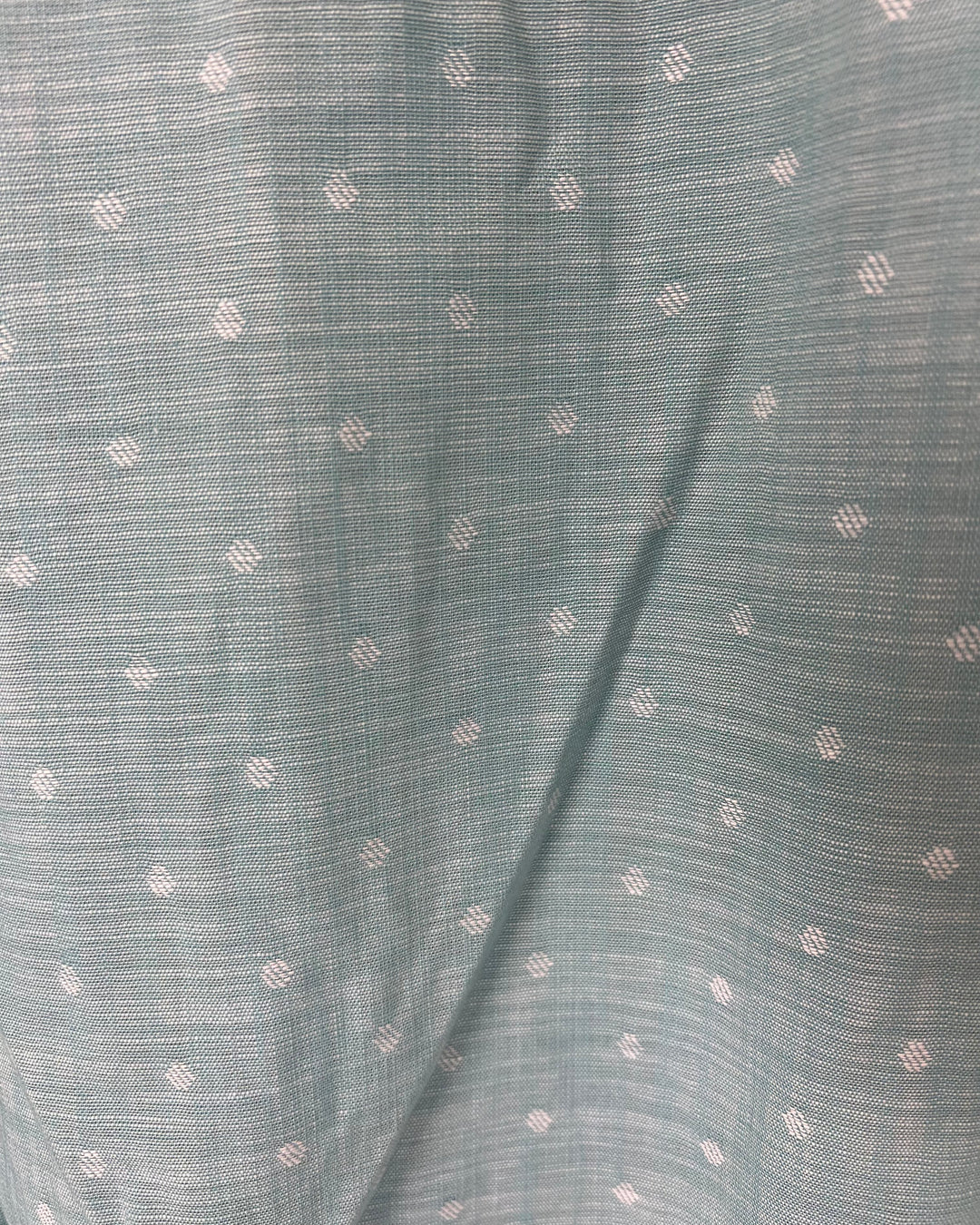 MENS Baby Blue with White Polka Dots Button Up Short Sleeve - Slim Fit Medium
