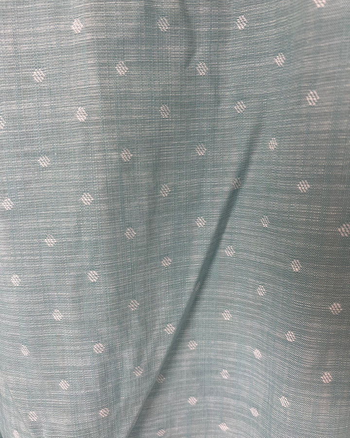 MENS Baby Blue with White Polka Dots Button Up Short Sleeve - Slim Fit Medium