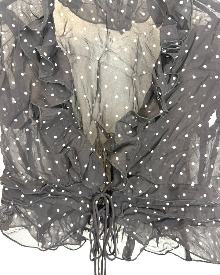 Black and white polka dot ruffle top - 0/2 and 2/4