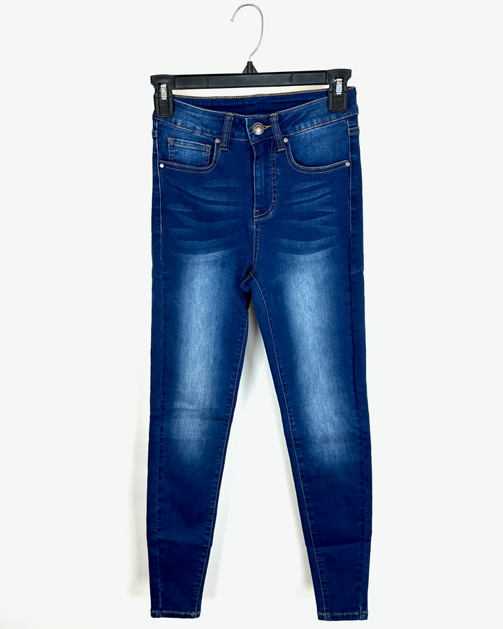 Faded Wash Straight Leg Jeans - Size 0