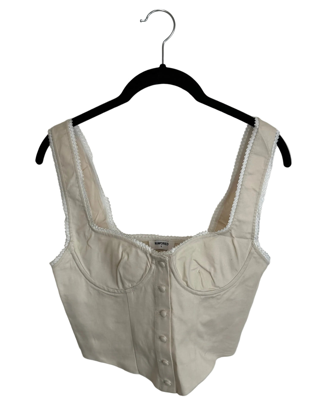 Cream Corset with White Lace Trim - Size 2/4