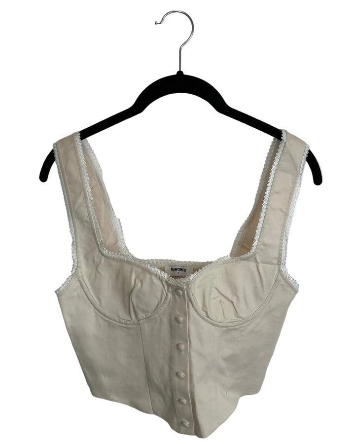 Cream Corset with White Lace Trim - Size 2/4
