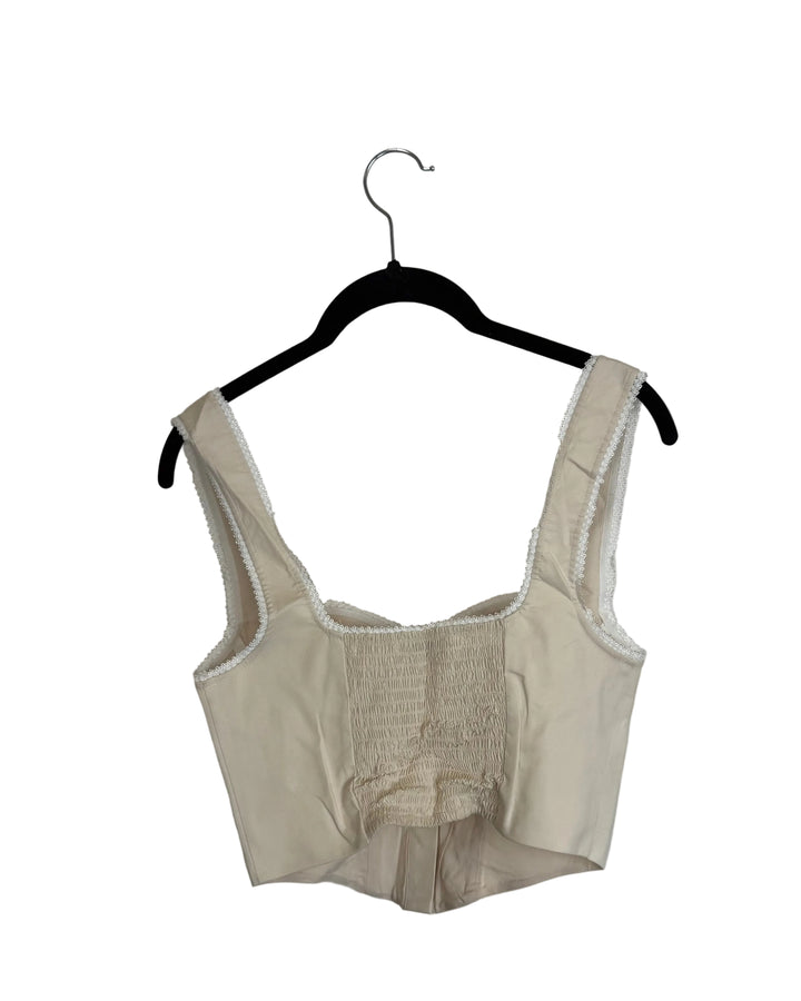 Cream Corset with White Lace Trim - Size 2/4