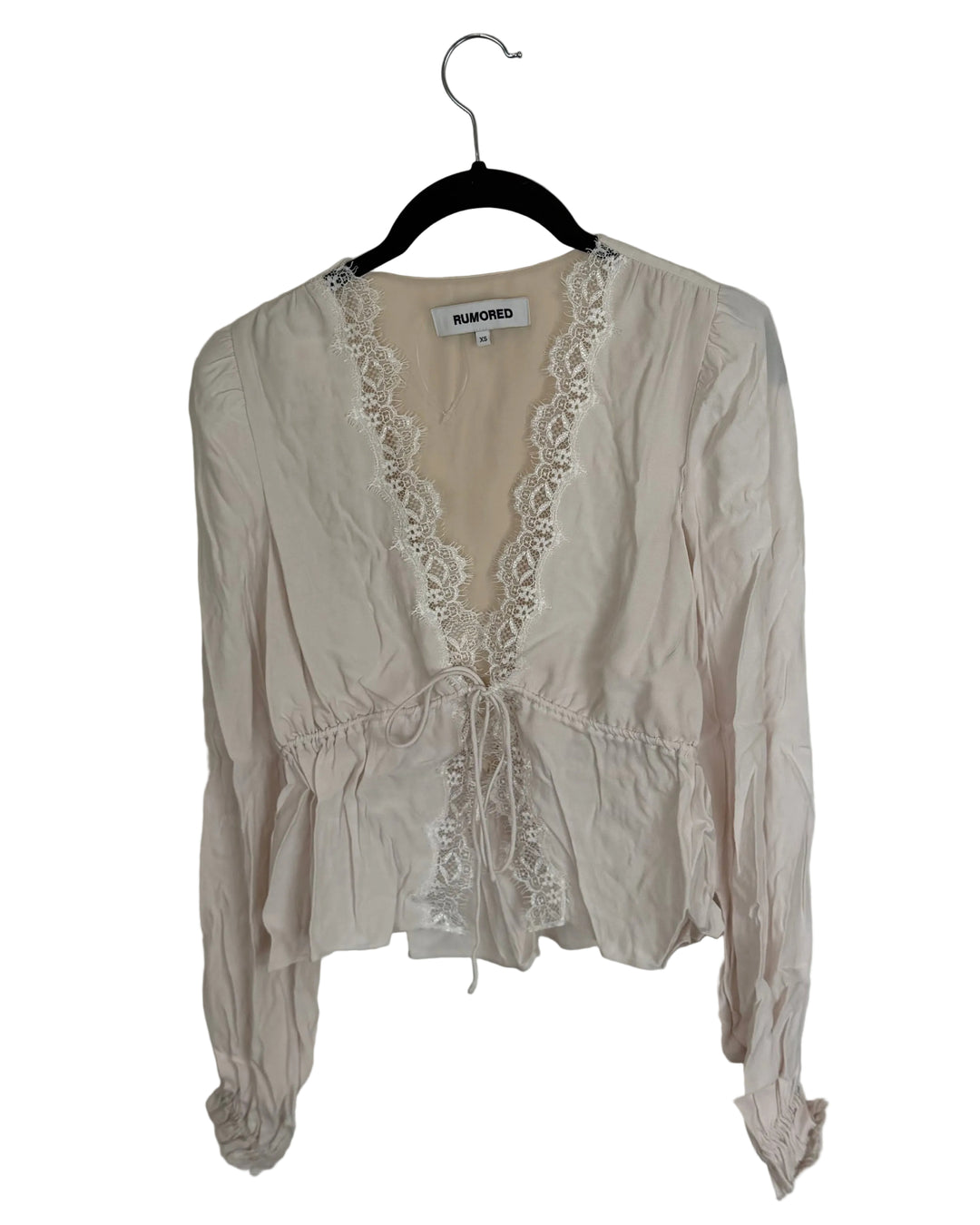 Off white lace trim tie blouse - 0/2