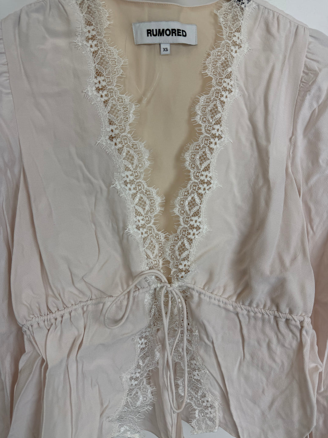 Off white lace trim tie blouse - 0/2