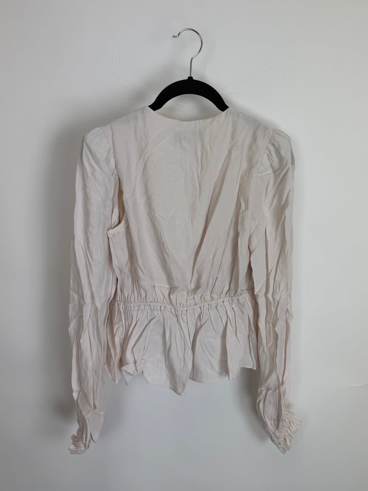Off white lace trim tie blouse - 0/2