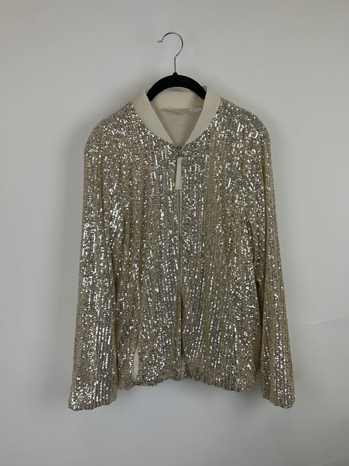 Gold Sequin Bomber Jacket - Size 6/8