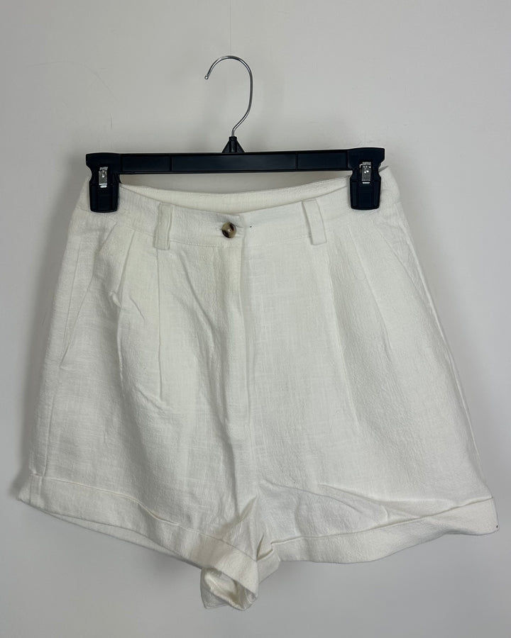 Soft White Linen Shorts - Size 0