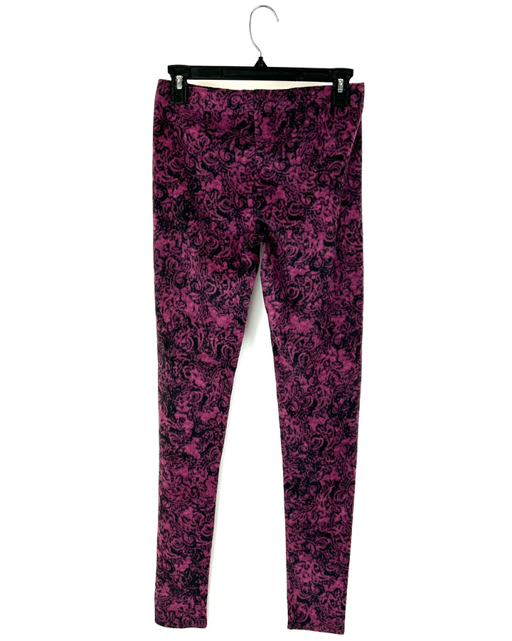 Fleece Magenta Paisley Leggings - Size 4/6 and 6/8