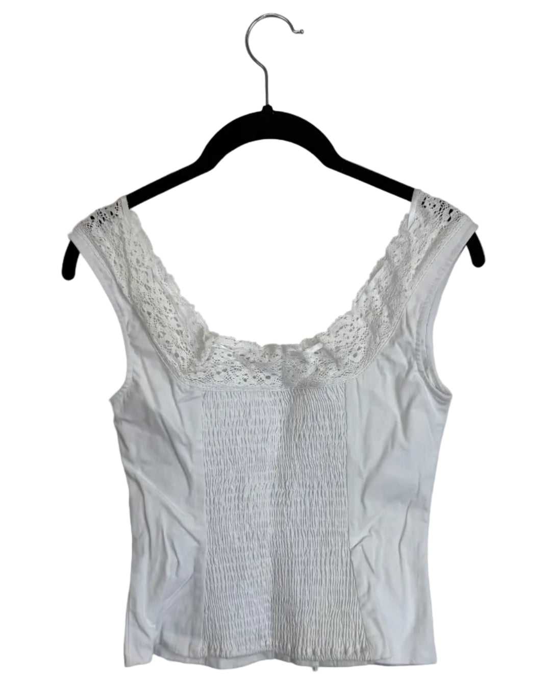 Ice White Button Down Lace Trim Corset - Size 2/4