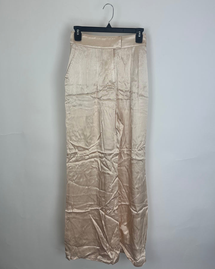 Champagne Silky Pants with Thick Waistband - Size 2