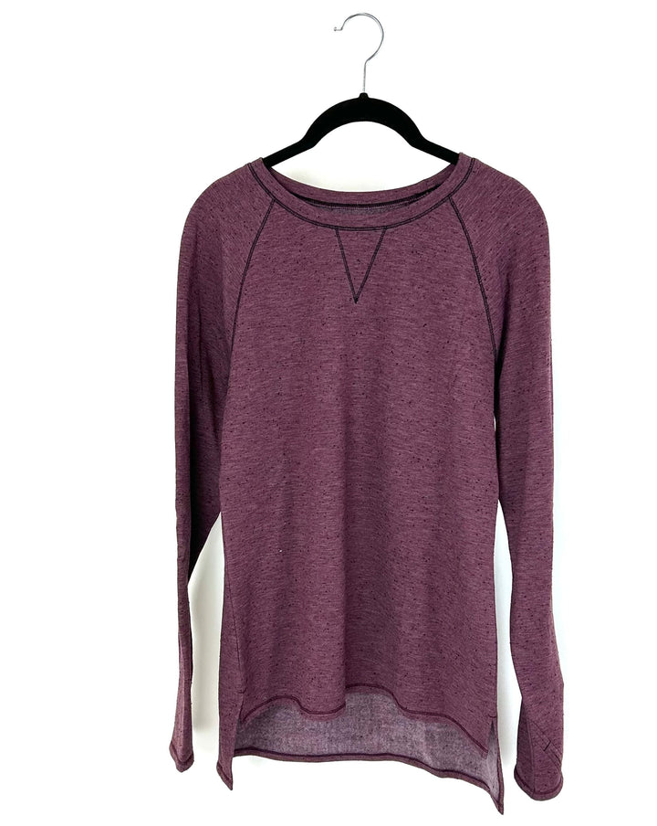 Burgundy and Black Long Sleeve Top - Size 8/10