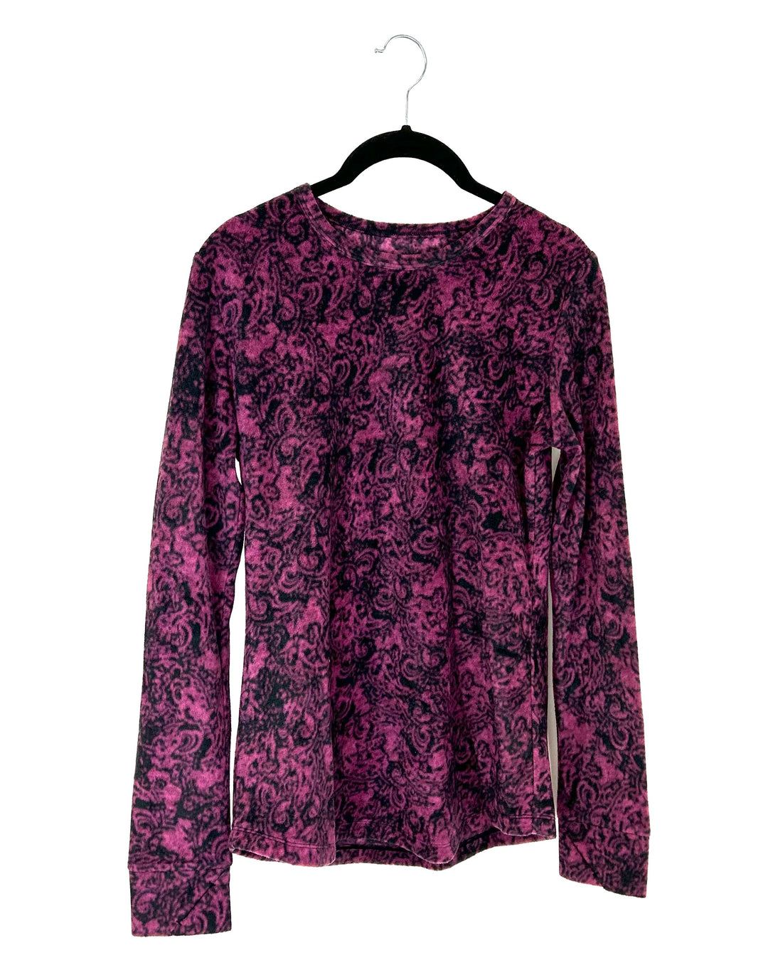 Magenta Paisley Long Sleeve Fleece Top - Size 8/10