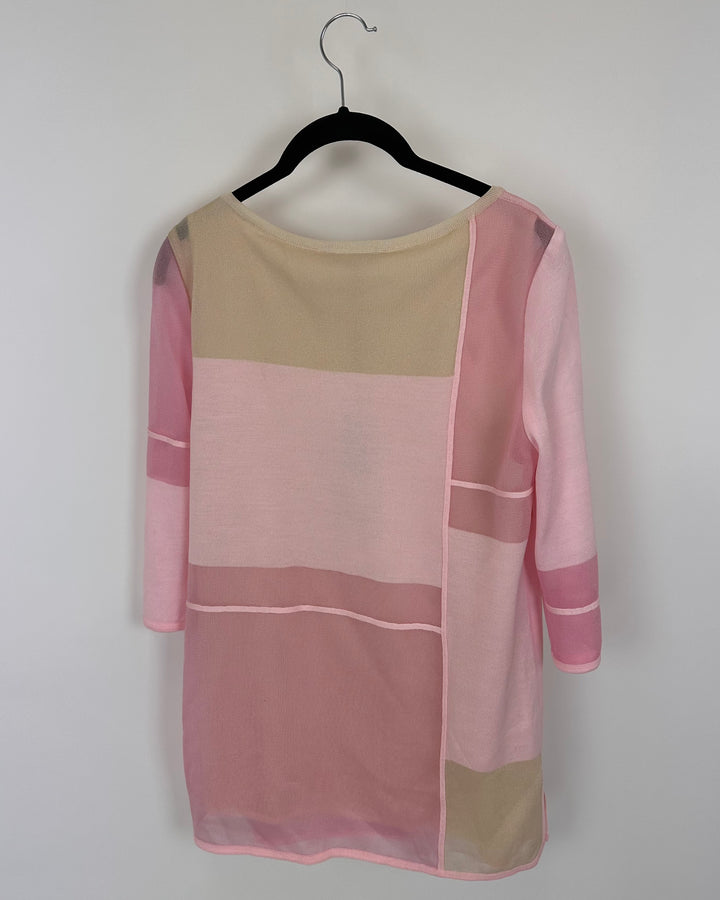 Pink and Tan Colorblock Top - Size 2/4