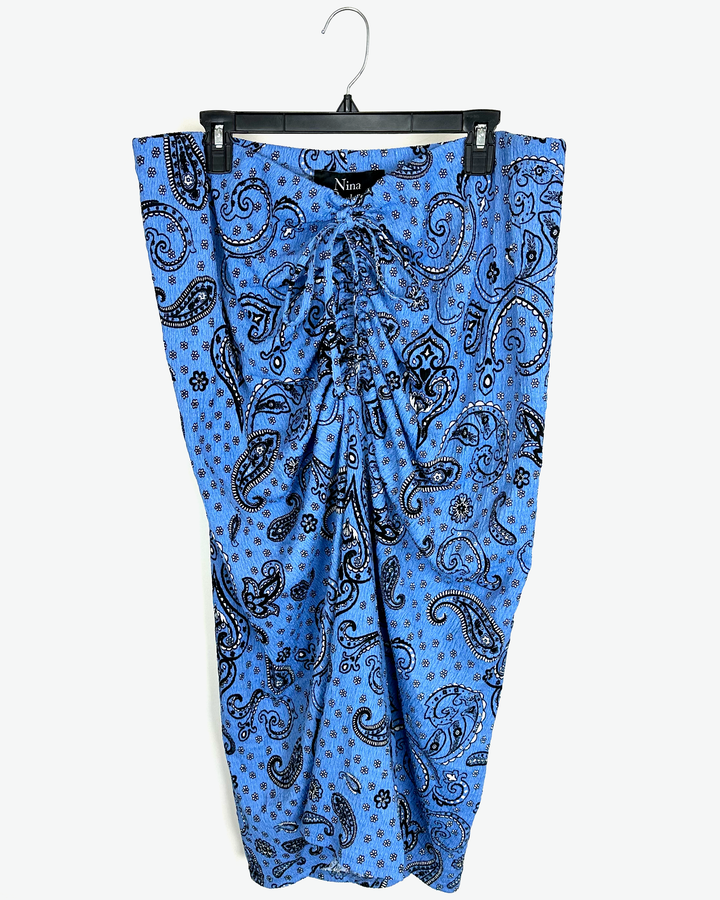 Blue Textured Bandana Skirt - Size 1X
