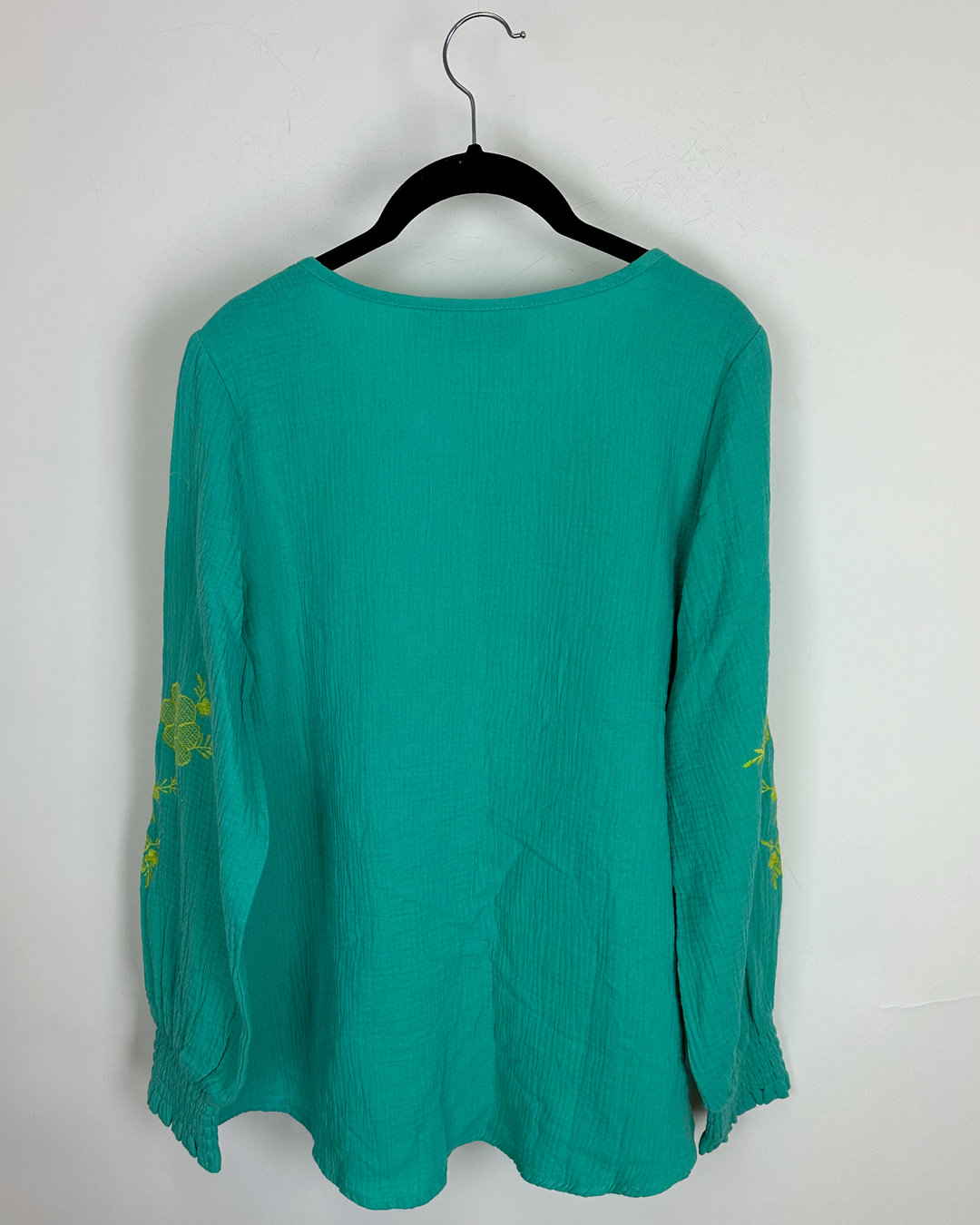 Teal and Yellow Green Embroidered Top - Size 4/6