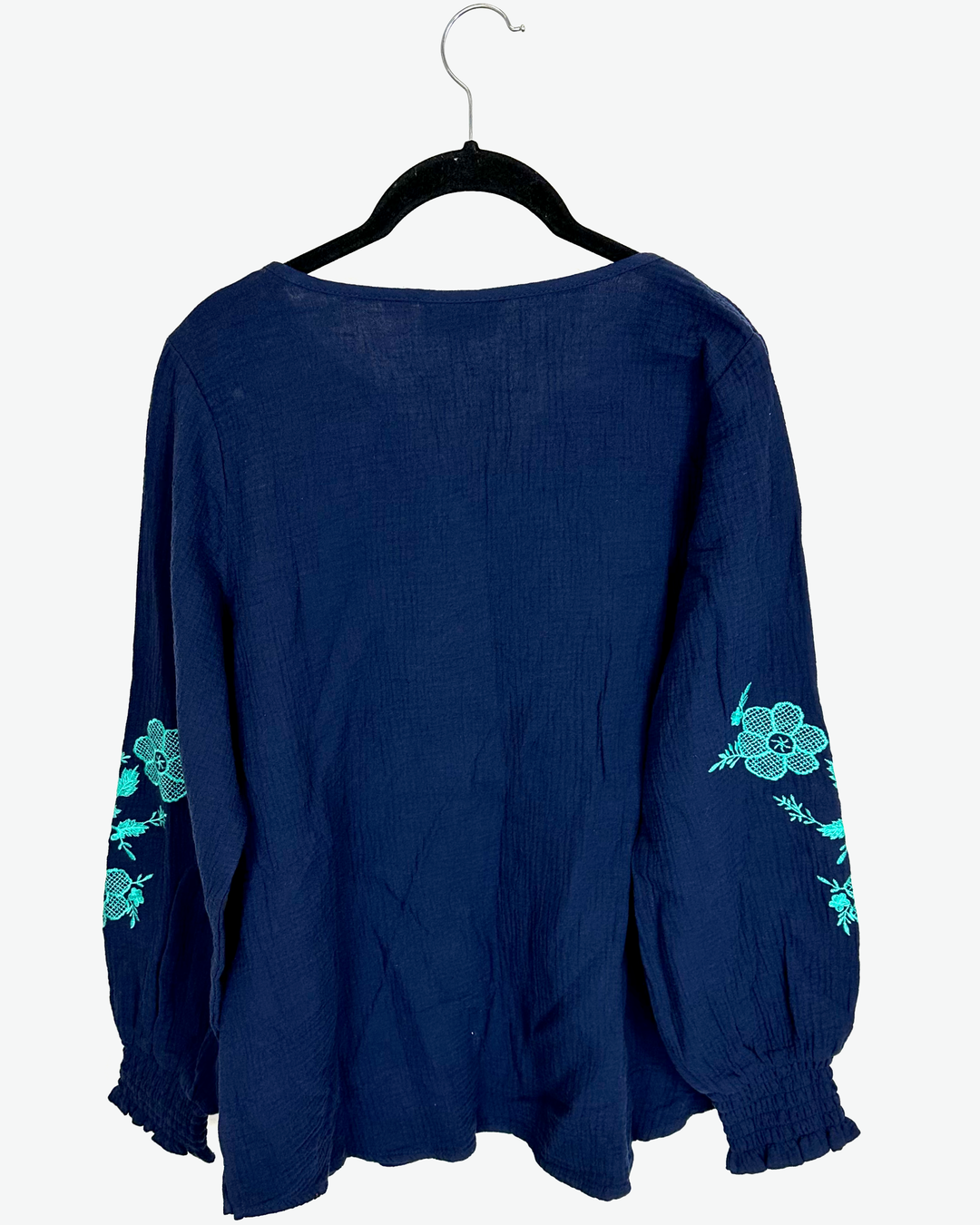 Dark Blue and Teal Embroidered Top - Size 4/6