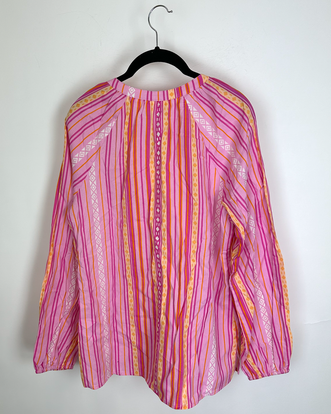 Pink and Orange Striped Tassel Top - Size 4/6
