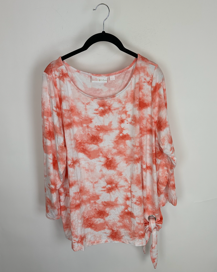 Orange Tie Dye Silver Ring Top - Size 14/16