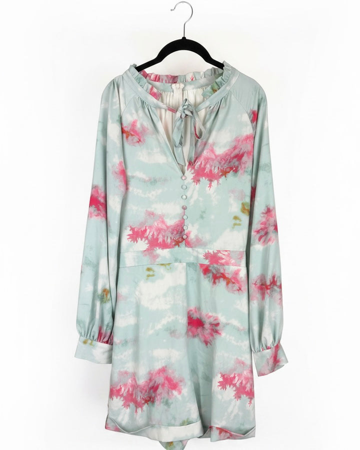Light Blue Tie Dye Romper - Size 2/4