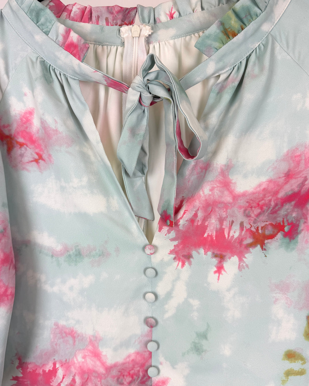 Light Blue Tie Dye Romper - Size 2/4