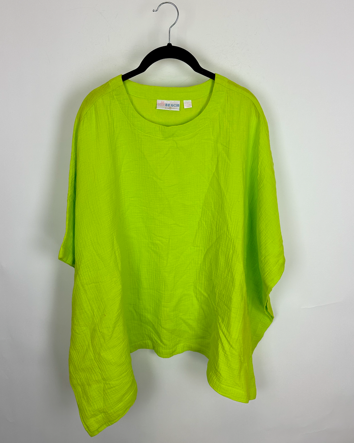 Electric Green Textured Lightweight Poncho Top - Size 6/8
