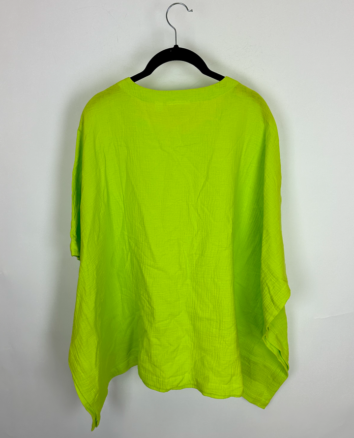 Electric Green Textured Lightweight Poncho Top - Size 6/8