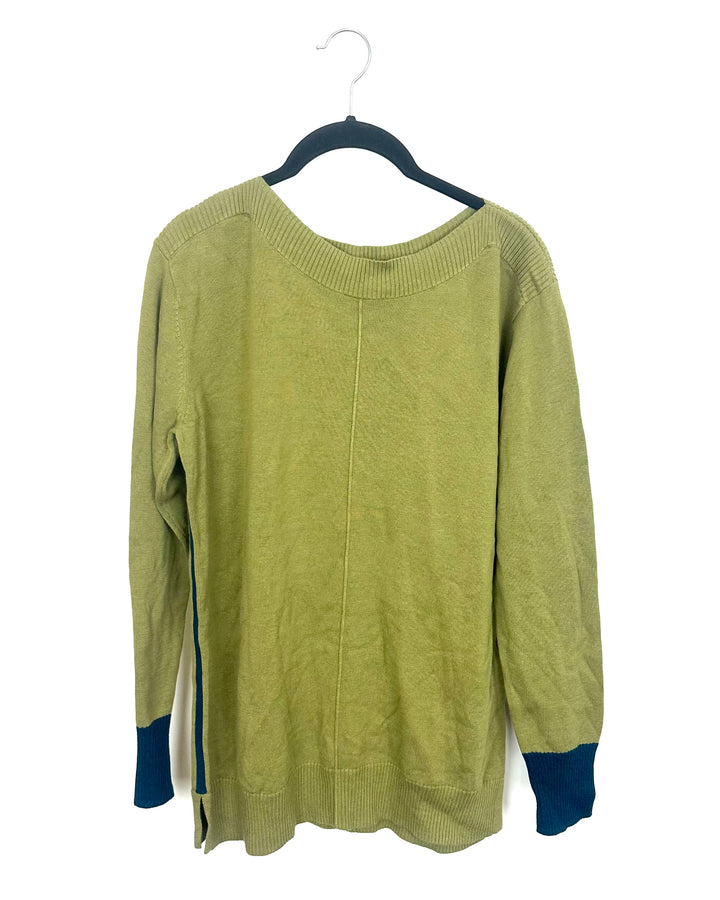 Olive Green & Turquoise Sweater - Size 6/8