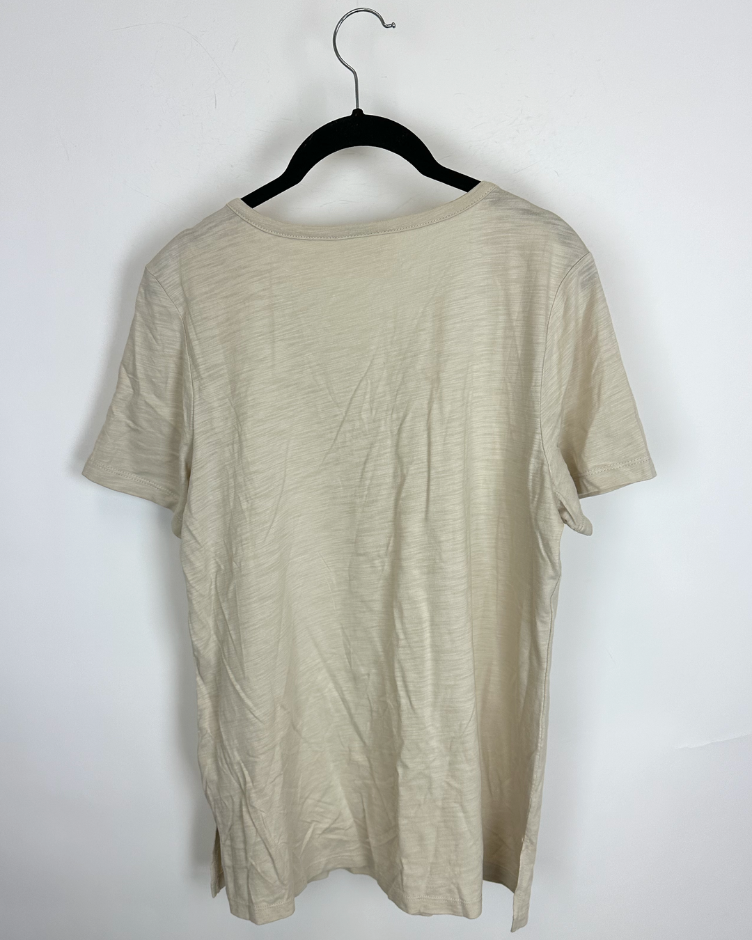 Sand Beige Eyelet Trim Neckline Top - Size 6/8