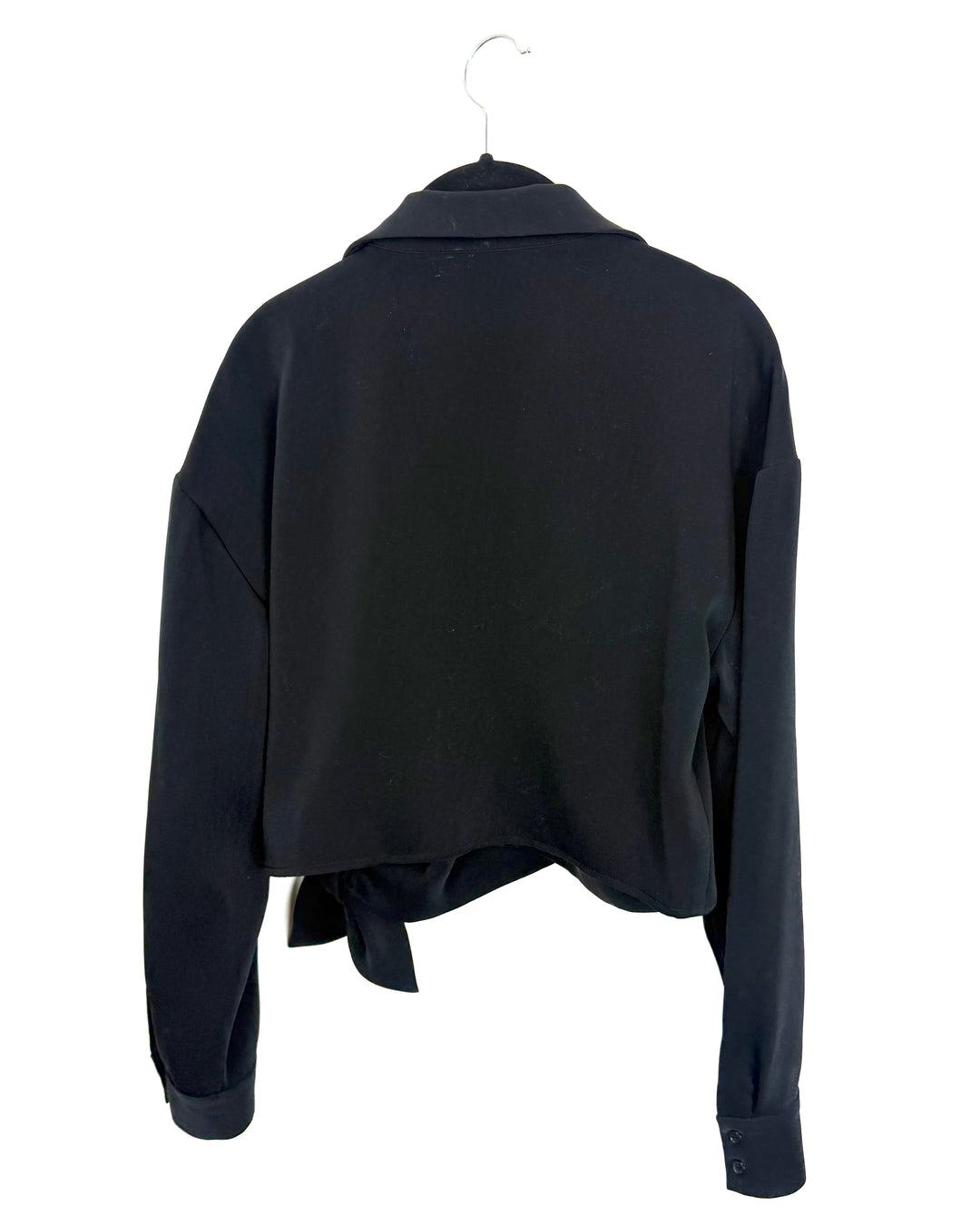 Black Collared Crop Top - Size 2/4