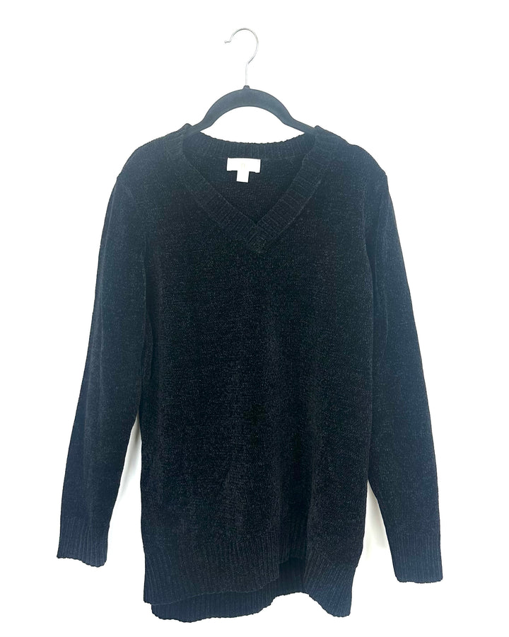 Midnight Black V Neck Sweater - Size 6/8
