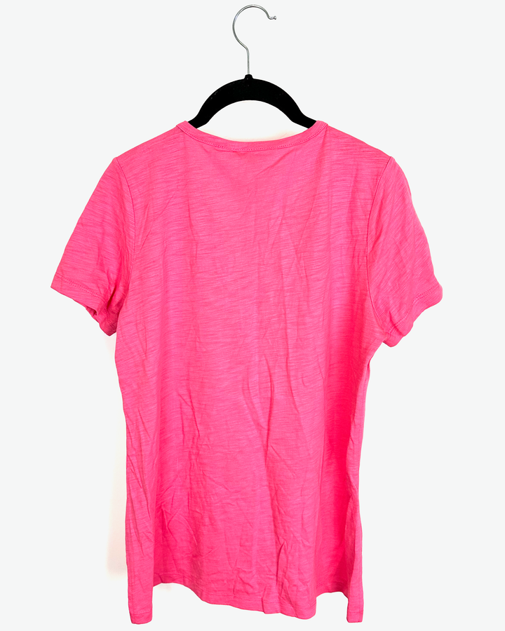 Rose Pink Eyelet Trim Neckline Top - Size 6/8