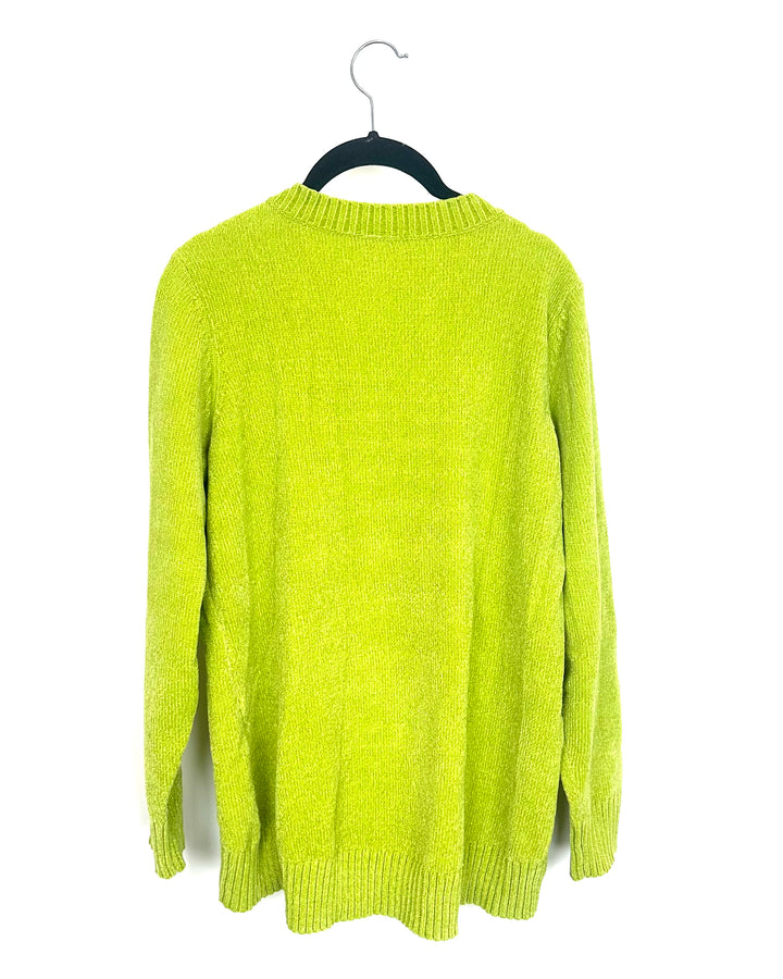 Bright Green V Neck Sweater - Size 6/8