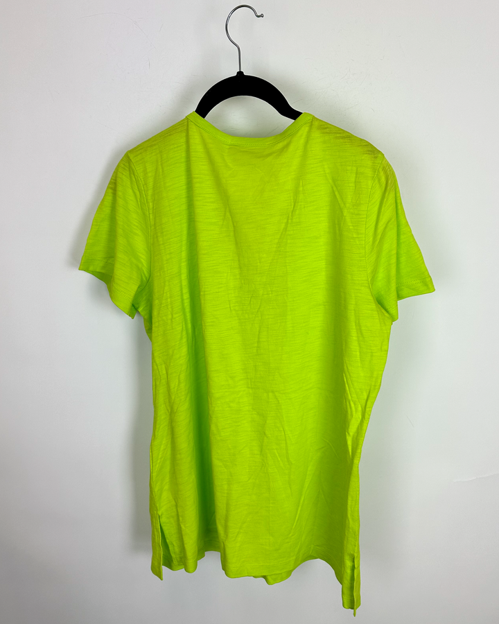 Lime Green Eyelet Trim Neckline Top - Size 6/8