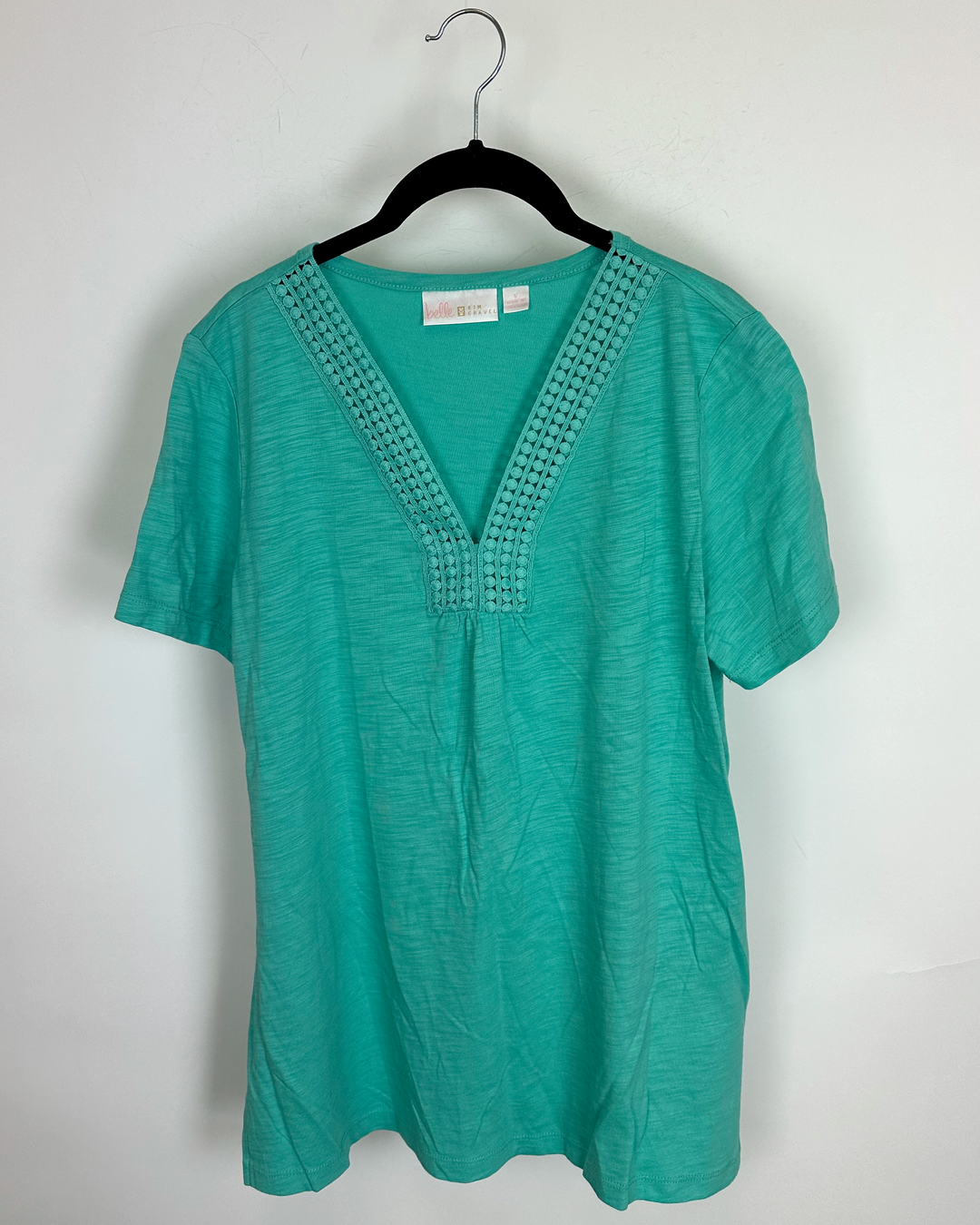 Seaside Blue Eyelet Trim Neckline Top - Size 6/8