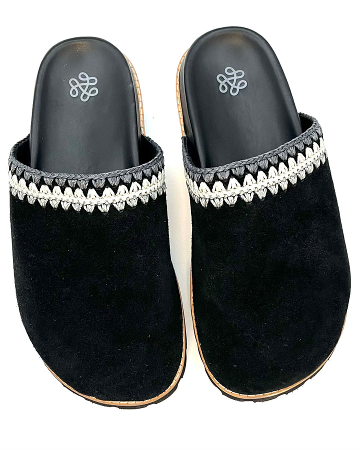 Black and Gray Suede Clogs - Size 6, 7, 8, 9, 10, 11