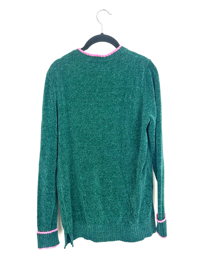 Emerald Green and Pink Cardigan - Size 6/8