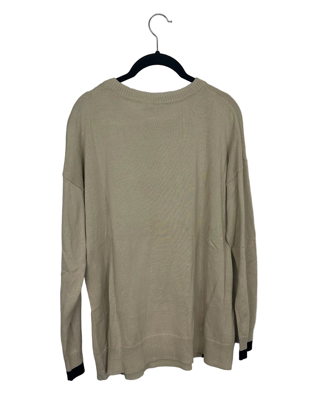 Cream and Black Button Side Sweater - Size 6/8