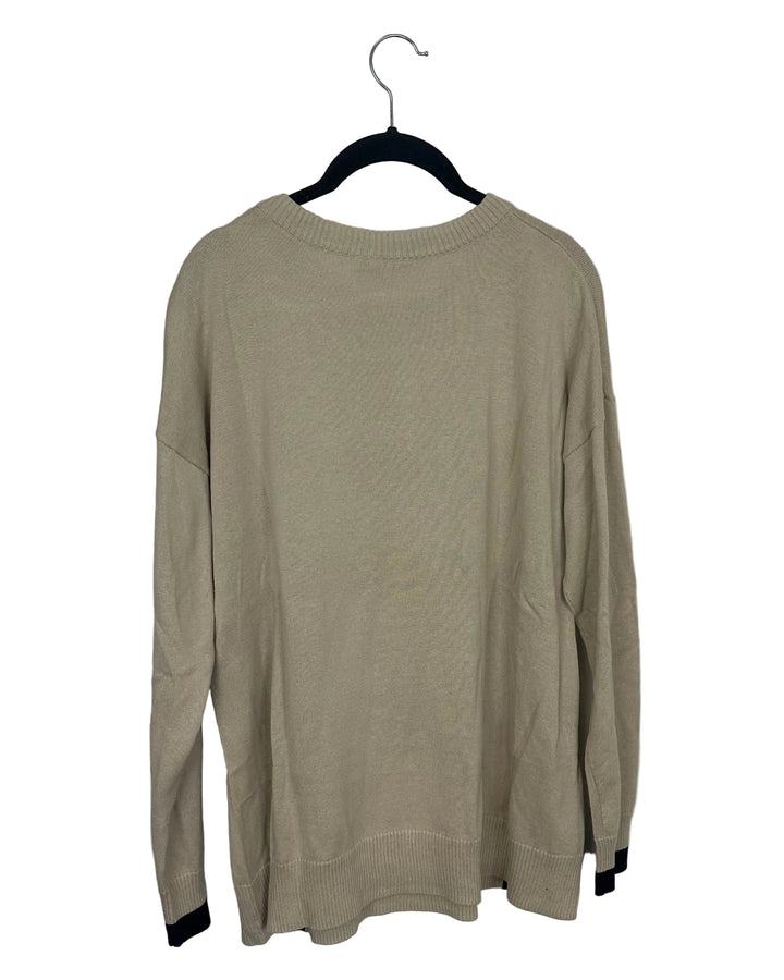 Cream and Black Button Side Sweater - Size 6/8