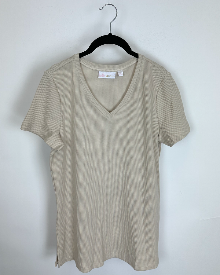 Taupe Brown Waffle Knit Top - Size 6/8