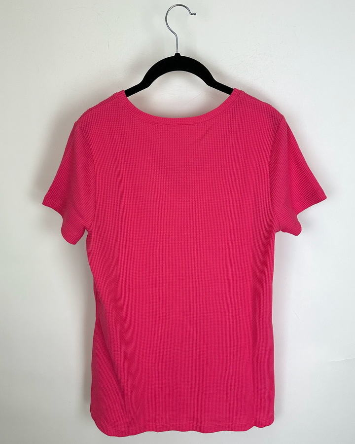 Electric Pink Waffle Knit Top - Size 6/8
