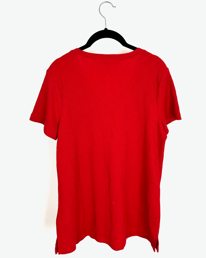 Strawberry Red Waffle Knit Top - Size 6/8